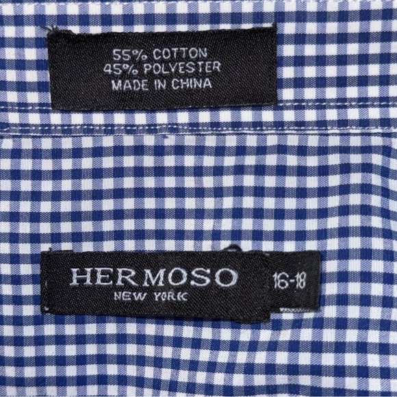 Kids Blue Checkered Button Down Shirt - Picture 4 of 4